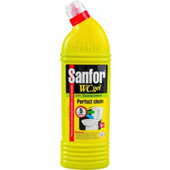 Чистящее средство "SANFOR WC" гель санитарно - гигиенический лимонная свежесть 1000 мл.(10)