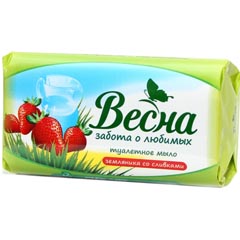 Мыло туалетное "ВЕСНА АССОРТИ" земляника со сливками 90 гр.(72)
