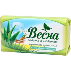 Мыло туалетное "ВЕСНА АССОРТИ" алоэ и овсяное молочко 90 гр.(72)