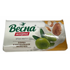 Мыло туалетное "ВЕСНА АССОРТИ" олива и миндальное молочко 90 гр.(72)