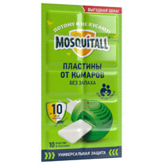 Средство от насекомых "MOSQUITALL" пластины "универсальная защита" от комаров 10 шт /07-070/.(288)