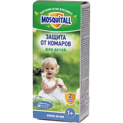 Средство от насекомых "MOSQUITALL" крем "нежная защита для детей" от комаров 30 мл./07-019(12)
