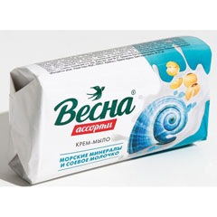 Мыло туалетное "ВЕСНА АССОРТИ" морские минералы и соевое молочко 90 гр.(72)