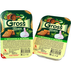 Гренки "GROSS" со вкусом чеснока и зелени 90 гр./скидки не действуют/(20)