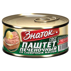 Паштет "ЗНАТОК" печеночный со сливочным маслом ж/б (ключ) 230 гр./скидки не действуют/(24)