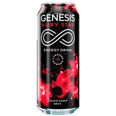 Напиток энергетический "GENESIS RUBY STAR" газированный безалкогольный рубиновая звезда банка 0,45 л.(12)