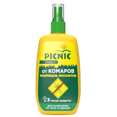 Средство от насекомых "PICNIC" family спрей от комаров 120 мл /04-009/.(12)