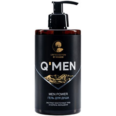 Гель для душа "Q.MEN" Men power/ с экстрактом восточных трав и корнем женьшеня мужской 410 мл./скидки не действуют/(6)