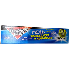 Средство от насекомых "ДОМОВОЙ ПРОШКА ТРОЙНОЙ УДАР" гель от тараканов шприц 30 гр./скидки не действуют/(80)
