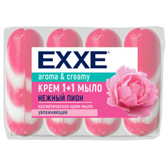 Мыло-крем "EXXE" 1+1 нежный пион полосатое розовое 4*90 гр 360 гр.(24)