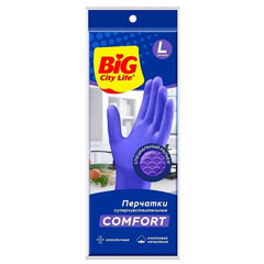 Перчатки резиновые "BIG CITY" фиолетовые размер L 1 пара.(30)