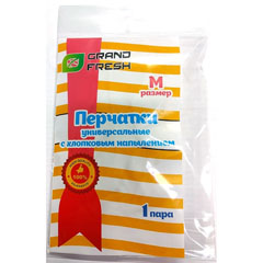 Перчатки "GRAND FRESH" М хозяйственные резиновые с напылением 1 шт.(240)