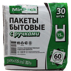 Пакет "MIRPACK PRACTICAL LIFE" с ручками 60 л. 30 шт./скидки не действуют/(40)